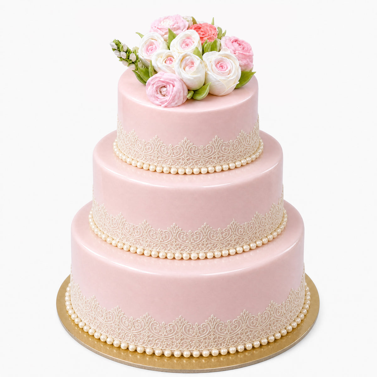 Hochzeitstorte aus Eis mit Spitze