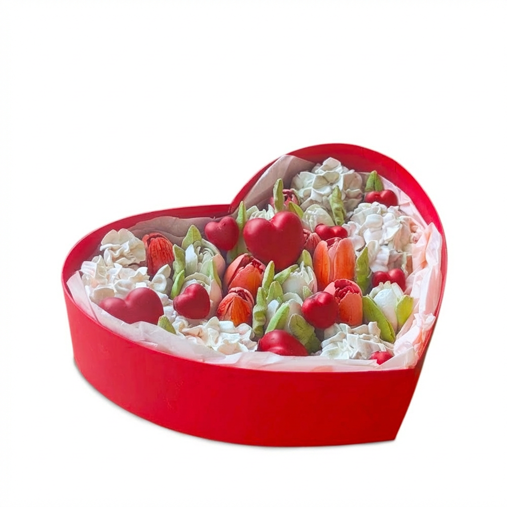 Geschenkbox mit Marshmallows in Herzform, groß