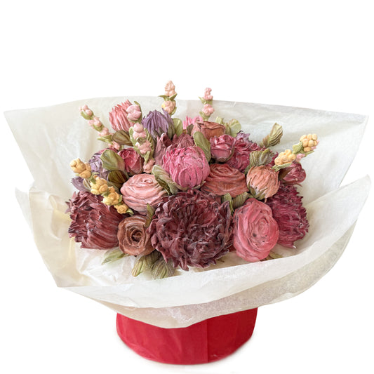 Marshmallow-Blumenkorb in Herbstfarben